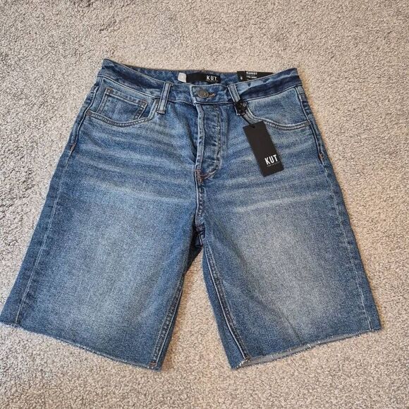 KUT From The Kloth Womens Margot High Rise Long Denim Shorts Size 0 - Picture 1 of 7